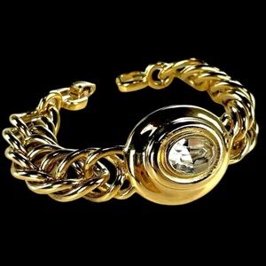 Givenchy Vintage Gold Plated Bracelet with Crystal Accent
